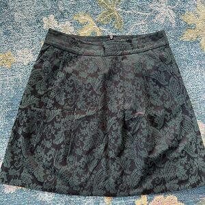 Size 6/8 Green and Black Halogen Skirt W Pockets Back Zipper Lined